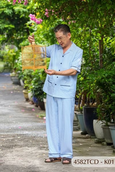 Đồ bộ Kate ông mặc nhà Thành Duyên quần dài, tay dài, thoáng mát, không rút -4582TCD