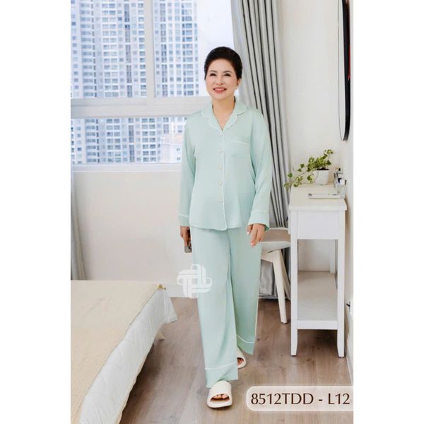 8512TDD- Đồ bộ Lụa nữ trung niên mặc nhà Thành Duyên pyjama, tay dài, quần dài  (01.24)