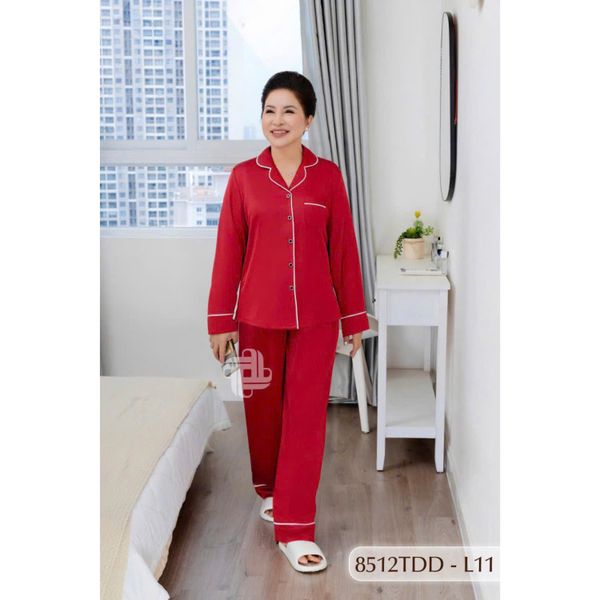 8512TDD- Đồ bộ Lụa nữ trung niên mặc nhà Thành Duyên pyjama, tay dài, quần dài  (01.24)