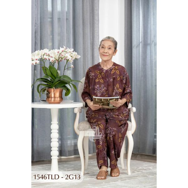 1546TLD(1G3) - Đồ bộ bông cho bà mặc nhà Thành Duyên, cổ tròn, tay lỡ, quần dài