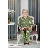 1546TLD(1G3) - Đồ bộ bông cho bà mặc nhà Thành Duyên, cổ tròn, tay lỡ, quần dài
