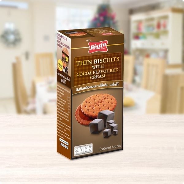  Combo 5 hộp bánh Bánh Qui Kem Socola 170gr - Bissin Thin Sanwich Biscuit with Cocoa Cream 