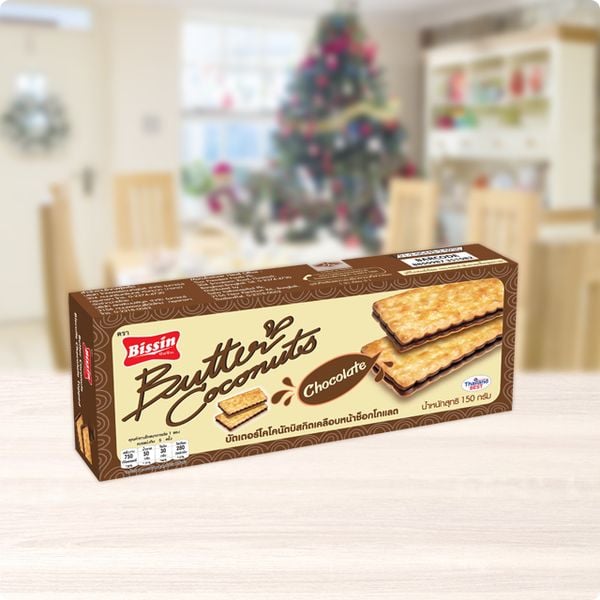  Combo 5 hộp Bánh Qui Kem Cacao 150gr - Bissin Butter Coconut Sanwich Biscuit with Cocoa Topped 