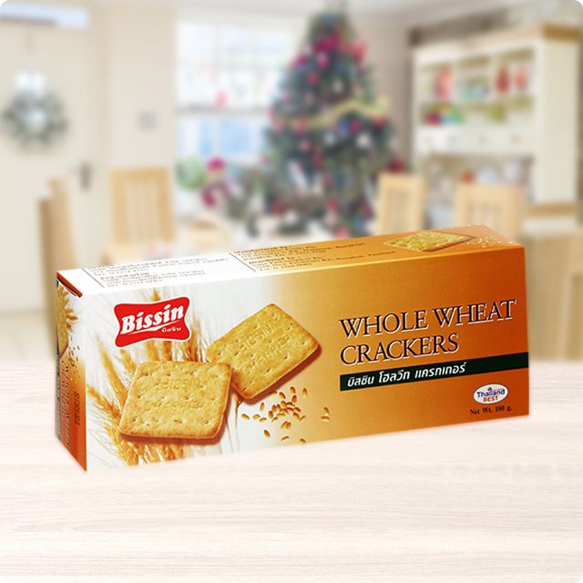  Combo 5 hộp Bánh Qui Lúa Mạch 180gr - Bissin Whole Wheat Cracker 