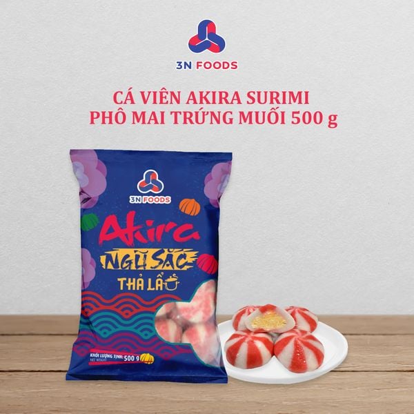  Cá viên Akira surimi nhân phô mai trứng muối 