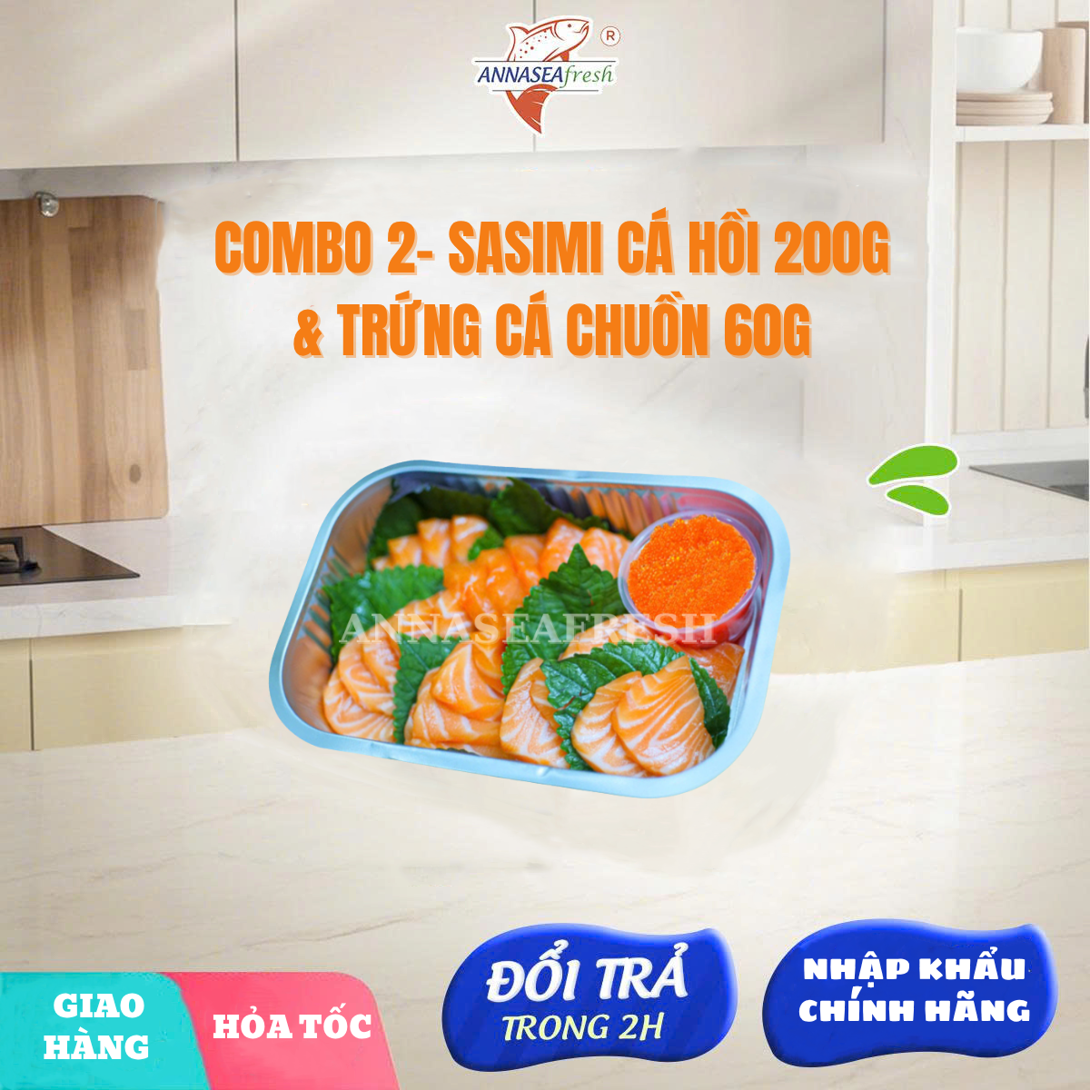  Combo 2 Sashimi Cá Hồi 200gr & Trứng Cá Chuồn 60gr 