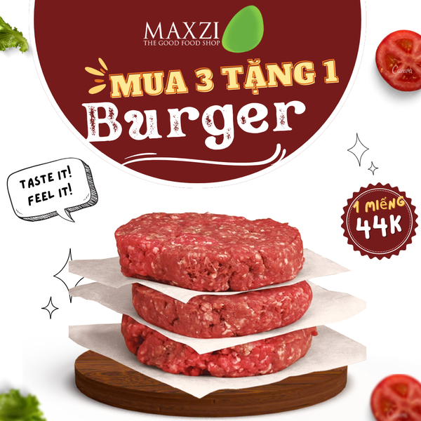  [TPHCM - MUA 3 TẶNG 1] Thịt Bò Burger Úc Carne Meats Raw 