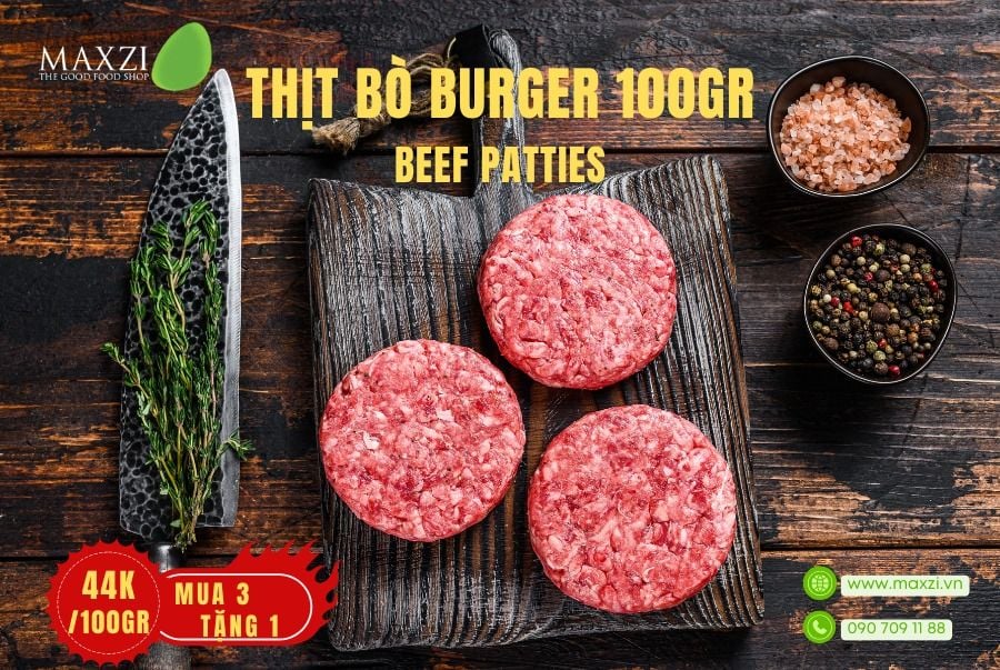  [TPHCM - MUA 3 TẶNG 1] Thịt Bò Burger Úc Carne Meats Raw 