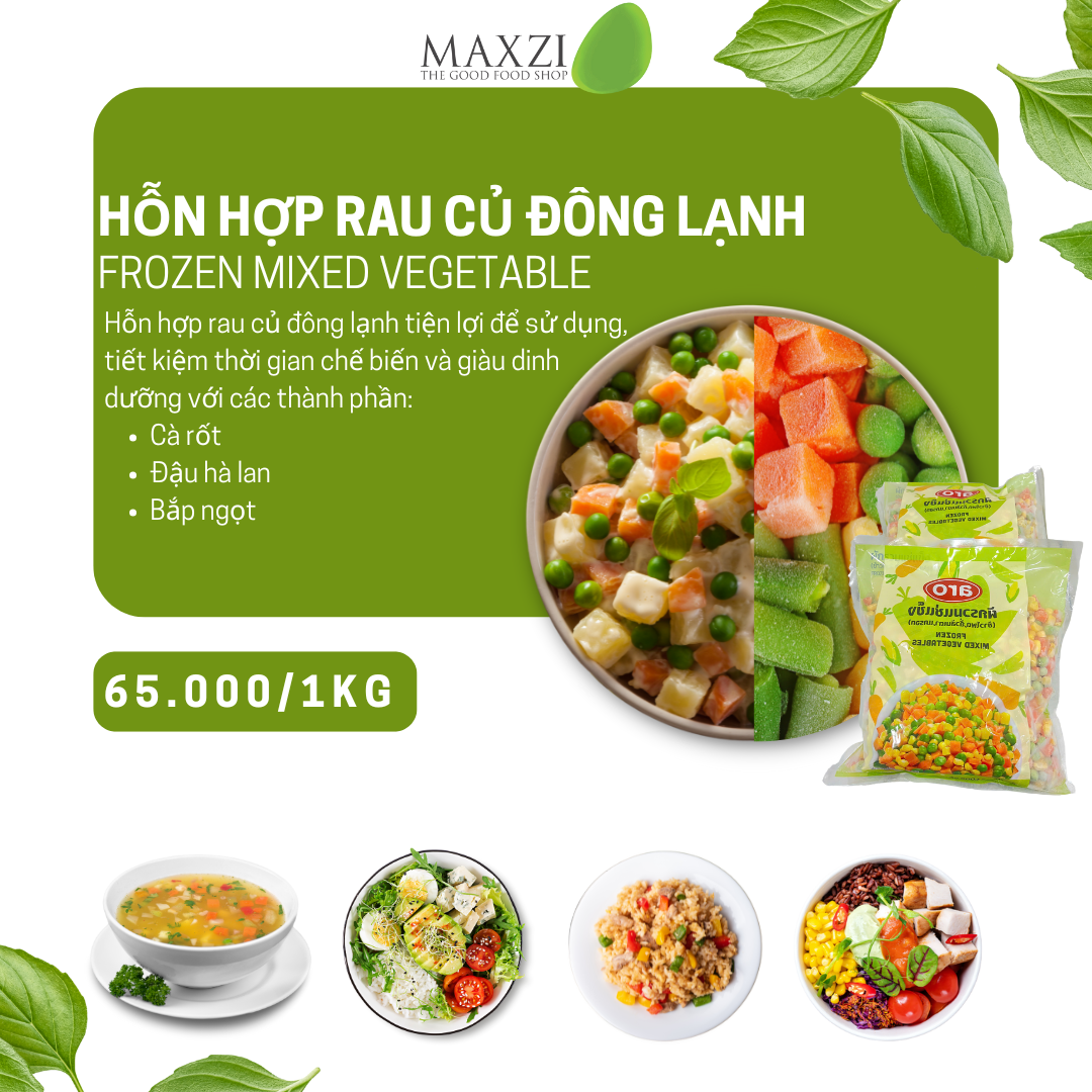  [SẢN PHẨM MỚI] Hỗn Hợp Rau Củ Đông Lạnh Aro 1kg 