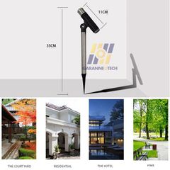 Đèn Chiếu Sáng Năng Lượng Mặt Trời Cho Bãi Cỏ, 3 Bóng Led, Bằng Nhựa ABS Có Điều Chỉnh Độ Sáng