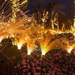 Combo 2 Đèn Led Năng Lượng Mặt Trời Cảm Biến Ánh Sáng Sợi Quang Bông Lau Cắm Cỏ Không Thấm Nước