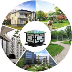 Đèn Gắn Trụ Cổng Năng Lượng Mặt Trời Hình Ngôi Nhà Mái Bằng Màu Đen