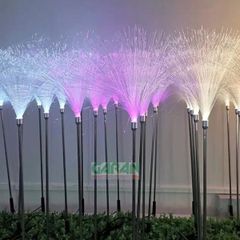 Combo 2 Đèn Led Năng Lượng Mặt Trời Cảm Biến Ánh Sáng Sợi Quang Bông Lau Cắm Cỏ Không Thấm Nước