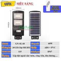 Đèn Năng Lượng Mặt Trời Cho Sân Vườn 60W 240 Led Siêu Sáng
