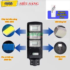 Đèn Năng Lượng Mặt Trời Ngoài Trời 90W 180 LED Siêu Sáng