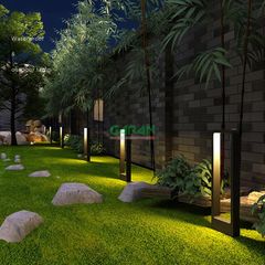 Đèn Sân Vườn Hình Chữ Nhật Rỗng Bằng Nhôm Màu Đen