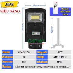 Đèn Led Năng Lượng Mặt Trời Sân Vườn 30W 60 Led Siêu Sáng