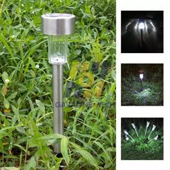 Đèn Trang Trí Quán Cafe Sân Vườn Năng Lượng Mặt Trời Dạng Ống, 1 Bóng Led Bằng Inox