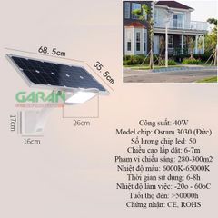 Đèn Năng Lượng Mặt Trời 40W 50 Led Hải Âu