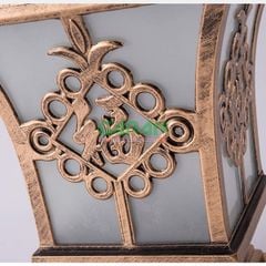 Đèn Trụ Cổng Năng Lượng Mặt Trời Mái Chóp Hoa Văn Màu Vàng Đồng