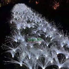 Combo 2 Đèn Led Năng Lượng Mặt Trời Cảm Biến Ánh Sáng Sợi Quang Bông Lau Cắm Cỏ Không Thấm Nước