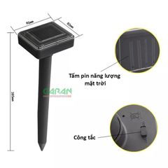 Máy Đuổi Chuột, Rắn, Côn Trùng Năng Lượng Mặt Trời Hình Vuông Bằng Nhựa ABS Dùng Sóng Siêu Âm