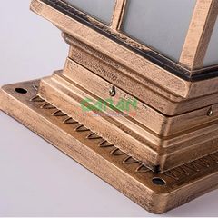 Đèn Trụ Cổng Năng Lượng Mặt Trời Mái Chóp Hoa Văn Màu Vàng Đồng