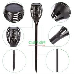 Đèn Năng Lượng Mặt Trời Trang Trí Sân Vườn Hình Ngọn Đuốc 51 Led, 96 Led