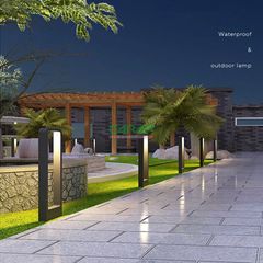 Đèn Sân Vườn Hình Chữ Nhật Rỗng Bằng Nhôm Màu Đen