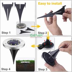 Đèn Led Trang Trí Sân Vườn Năng Lượng Mặt Trời Liền Thể Bằng Nhựa ABS+Inox