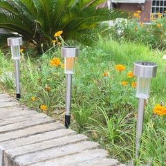 Đèn Trang Trí Quán Cafe Sân Vườn Năng Lượng Mặt Trời Dạng Ống, 1 Bóng Led Bằng Inox