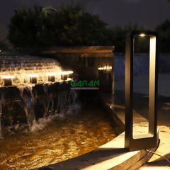 Đèn Sân Vườn Hình Chữ Nhật Rỗng Bằng Nhôm Màu Đen