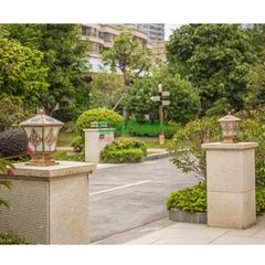 Đèn Trụ Cổng Năng Lượng Mặt Trời Mái Chóp Hoa Văn Màu Vàng Đồng