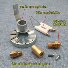 Bộ Đầu Đốt Dầu Béc Danfoss Có Dĩa Ổn Định Ngọn Lửa