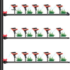 Béc Tưới Cánh Đập Màu Đen Cam Phun Xoay 360° DN15 (1/2 Inch)