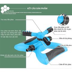 Béc Phun Nước Tưới Cây Tự Động 3 Trục Xoay 360° Dạng Cánh Bằng Nhựa ABS