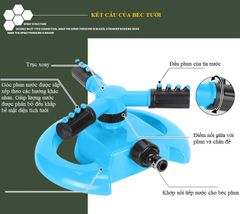 Béc Tưới Cây Phun Mưa Tự Động Xoay 360° Dạng Tròn Chất Liệu Nhựa ABS, Ống 3/4