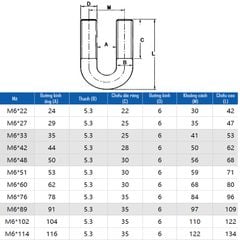 Bu Lông Chữ U - Cùm U Ôm Ống Bằng Thép Không Gỉ M8 M10