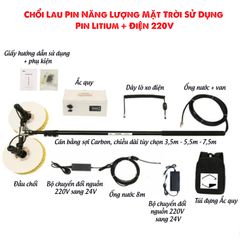 Chổi Lau Pin Năng Lượng Mặt Trời Sử Dụng Pin Litium + Điện 220V