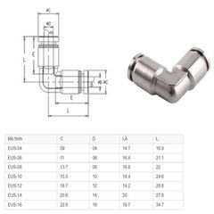 Co Inox Nối Tháo Lắp Nhanh Ống Khí Nén 4mm, 6mm, 8mm, 10mm PV4-PV16