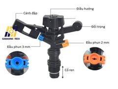 Đầu béc tưới cây cánh đập DN15 1/2 inch xoay 360 độ bằng nhựa