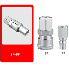 Đầu nối nhanh khí nén tự chốt đực cái vật liệu thép mạ kẽm 8mm 10mm 12mm