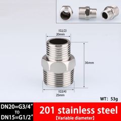 Đầu Nối Ren Ngoài Chất Liệu Thép Không Gỉ 201 304