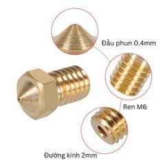 Đầu Phun In 3D Bằng Đồng E3D V5/6 Hình Chóp MK8