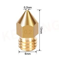 Đầu Phun Máy In 3D MK8 Bằng Đồng Đường Kính Nhiều Size 0.2/0.3/0.4/0.5mm Cho Sợi 1.75mm