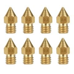Đầu Phun Máy In 3D MK8 Bằng Đồng Đường Kính Nhiều Size 0.2/0.3/0.4/0.5mm Cho Sợi 1.75mm
