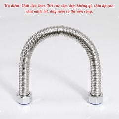 Dây Cấp Nước Inox 304 Không Gỉ Phi 21 Dài 1M Chịu Áp Cao, Chịu Nhiệt Tốt, Dây Mềm Có Thể Uốn Cong