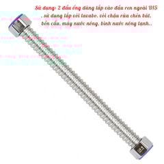 Dây Cấp Nước Inox 304 Không Gỉ Phi 21 Dài 1M Chịu Áp Cao, Chịu Nhiệt Tốt, Dây Mềm Có Thể Uốn Cong