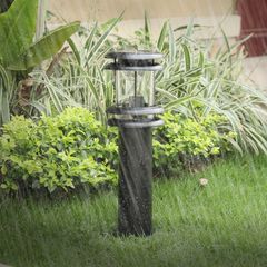 Đèn Chiếu Sáng Sân Vườn Hình Trụ Tròn Hợp Kim Nhôm Sơn Tĩnh Điện Màu Đen Có Đế Liền