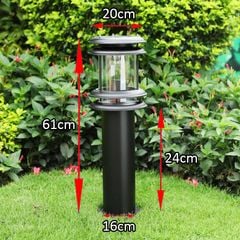 Đèn Chiếu Sáng Sân Vườn Hình Trụ Tròn Hợp Kim Nhôm Sơn Tĩnh Điện Màu Đen Có Đế Liền